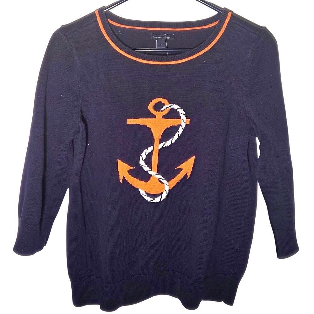 Chic Tommy Hilfiger Navy Blue Anchor Design Sweater
